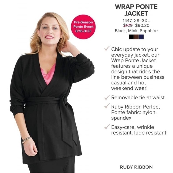 Ruby Ribbon ponte open front cardigan - Picture 2 of 7